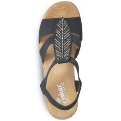 Rieker Heeled Shoes-Women'S Wedge Sandals Jet Black