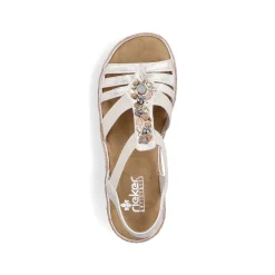 Rieker Heeled Shoes-Women'S Wedge Sandals Beige Metallic