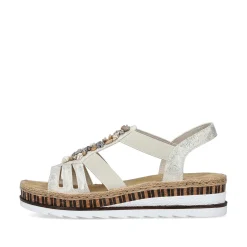 Rieker Heeled Shoes-Women'S Wedge Sandals Beige Metallic
