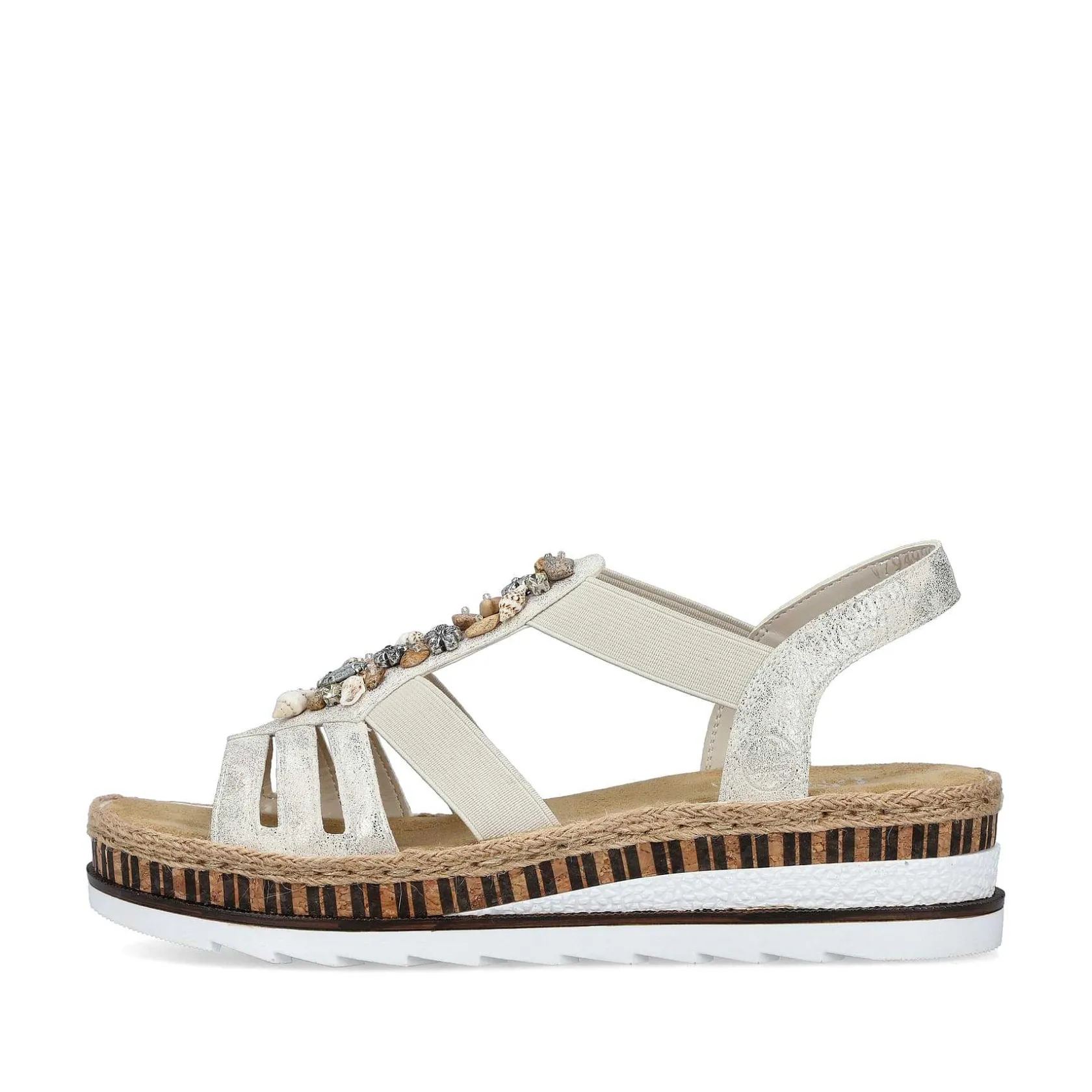 Rieker Heeled Shoes-Women'S Wedge Sandals Beige Metallic