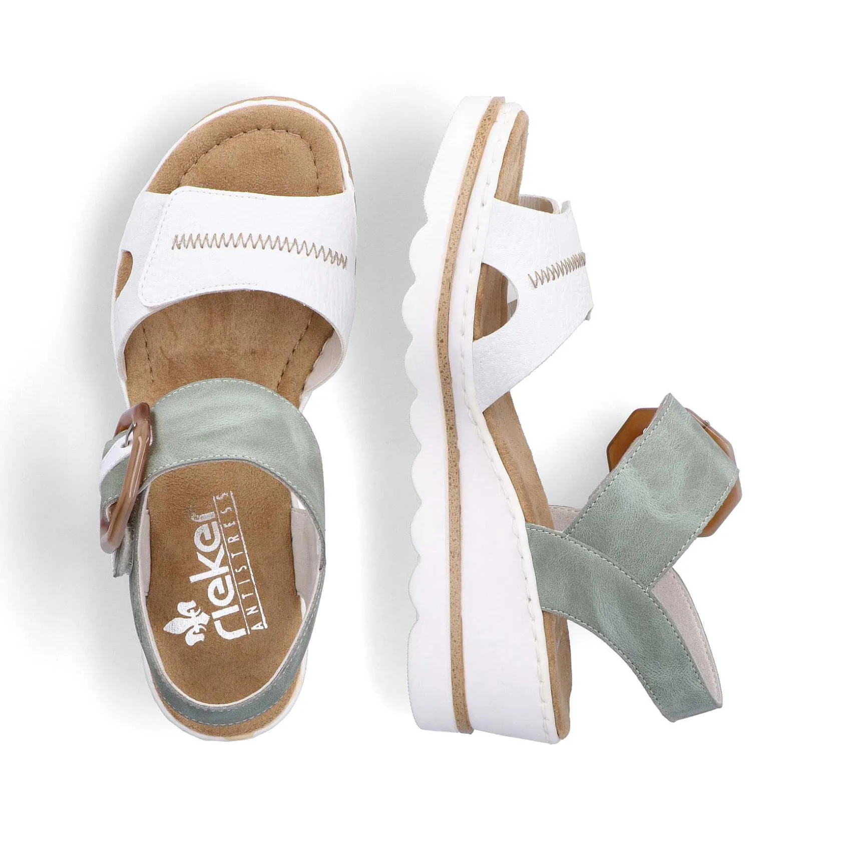 Rieker Heeled Shoes-Women'S Wedge Sandals Mint Green-Lily White
