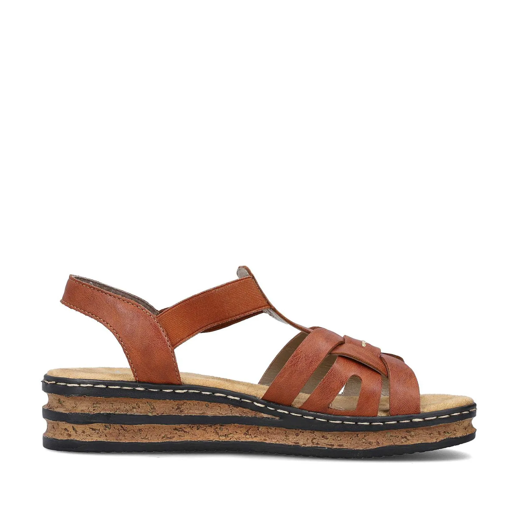 Rieker Heeled Shoes-Women'S Wedge Sandals Chestnut Brown