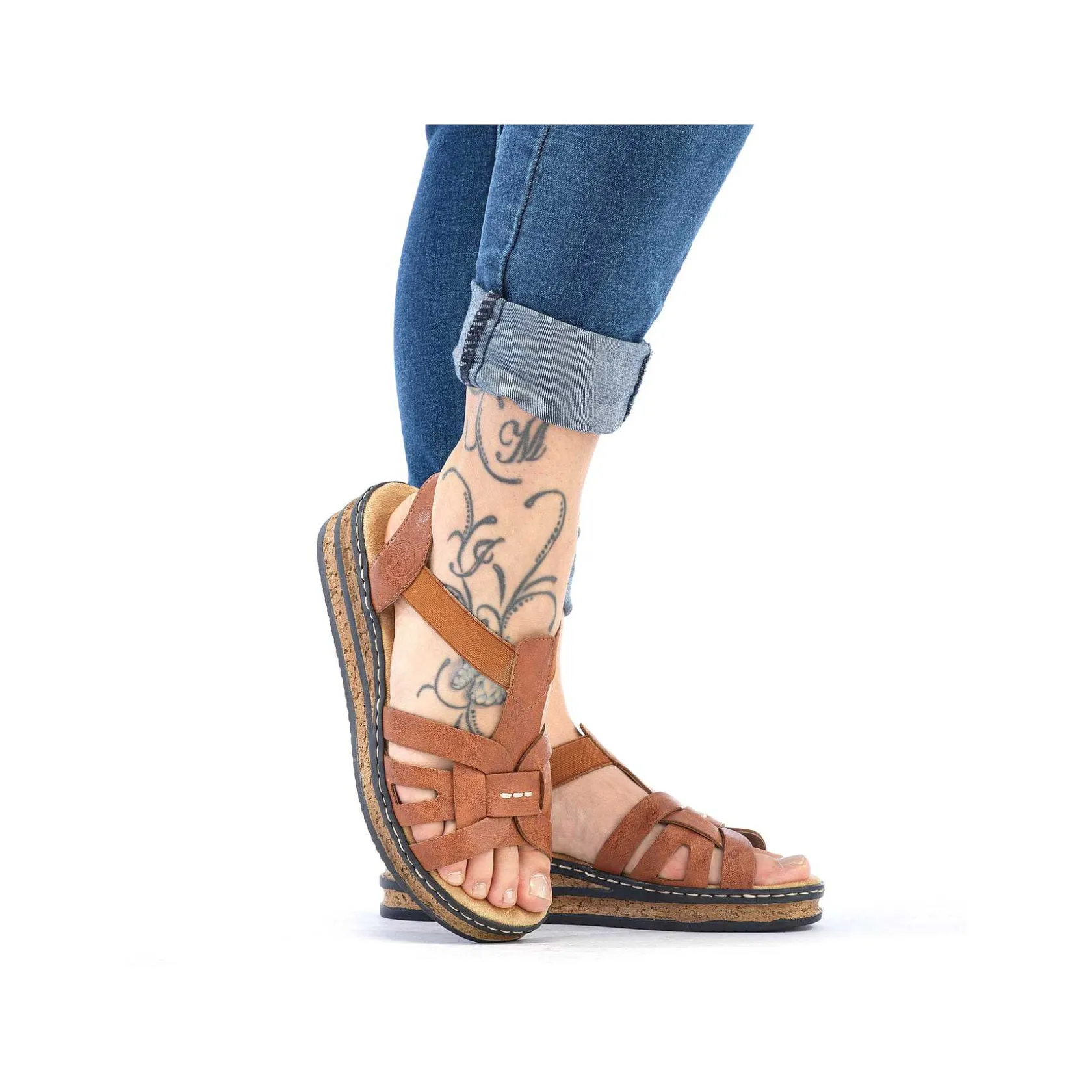 Rieker Heeled Shoes-Women'S Wedge Sandals Chestnut Brown