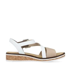 Rieker Summer Shoes-Women'S Wedge Sandals Edelweis Champagne Beige