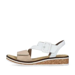 Rieker Summer Shoes-Women'S Wedge Sandals Edelweis Champagne Beige