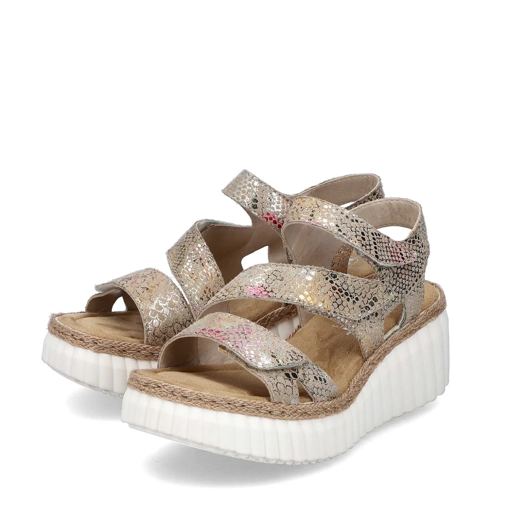 Rieker Heeled Shoes-Women'S Wedge Sandals Multi-Bronze Metallic