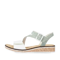 Rieker Heeled Shoes-Women'S Wedge Sandals Mint Green-Pearl White
