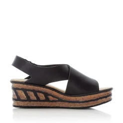 Rieker Heeled Shoes-Women'S Wedge Sandals Jet Black