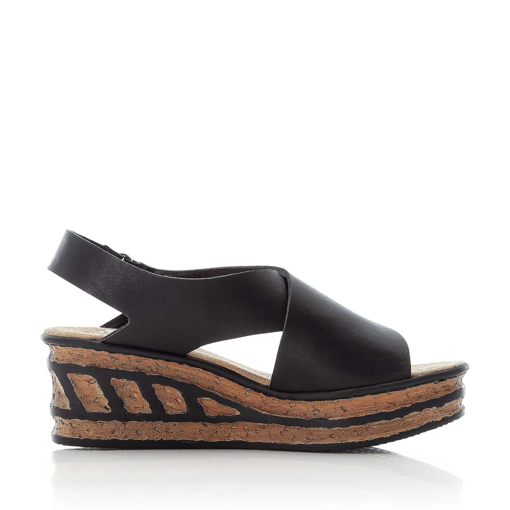 Rieker Heeled Shoes-Women'S Wedge Sandals Jet Black