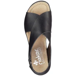 Rieker Heeled Shoes-Women'S Wedge Sandals Jet Black