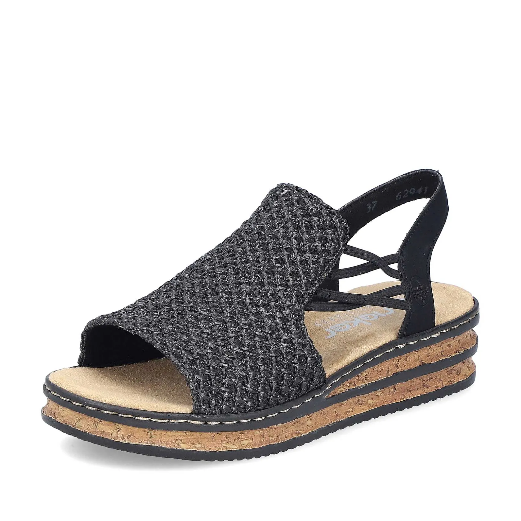 Rieker Heeled Shoes-Women'S Wedge Sandals Asphalt Black
