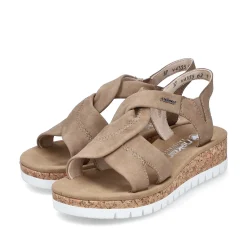Rieker Heeled Shoes-Women'S Wedge Sandals Brown-Beige