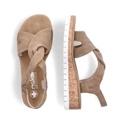 Rieker Heeled Shoes-Women'S Wedge Sandals Brown-Beige