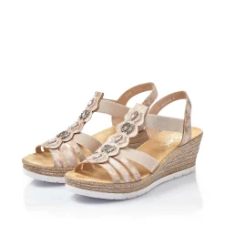 Rieker Heeled Shoes-Women'S Wedge Sandals Old Pink
