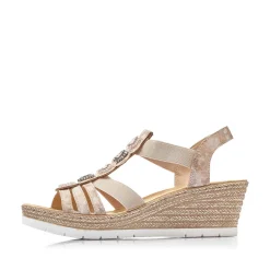 Rieker Heeled Shoes-Women'S Wedge Sandals Old Pink