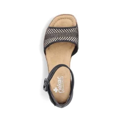 Rieker Heeled Shoes-Women'S Wedge Sandals Night Black
