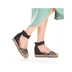 Rieker Heeled Shoes-Women'S Wedge Sandals Night Black