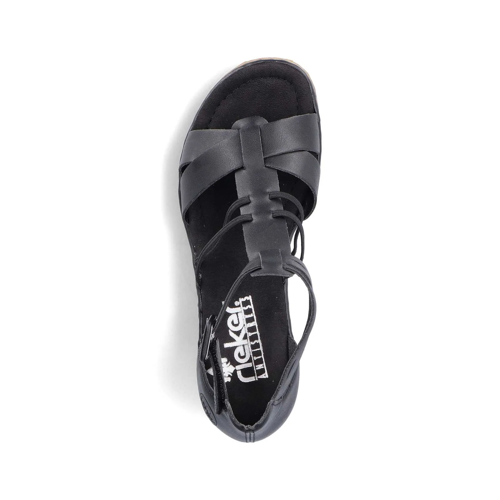 Rieker Heeled Shoes-Women'S Wedge Sandals Asphalt Black