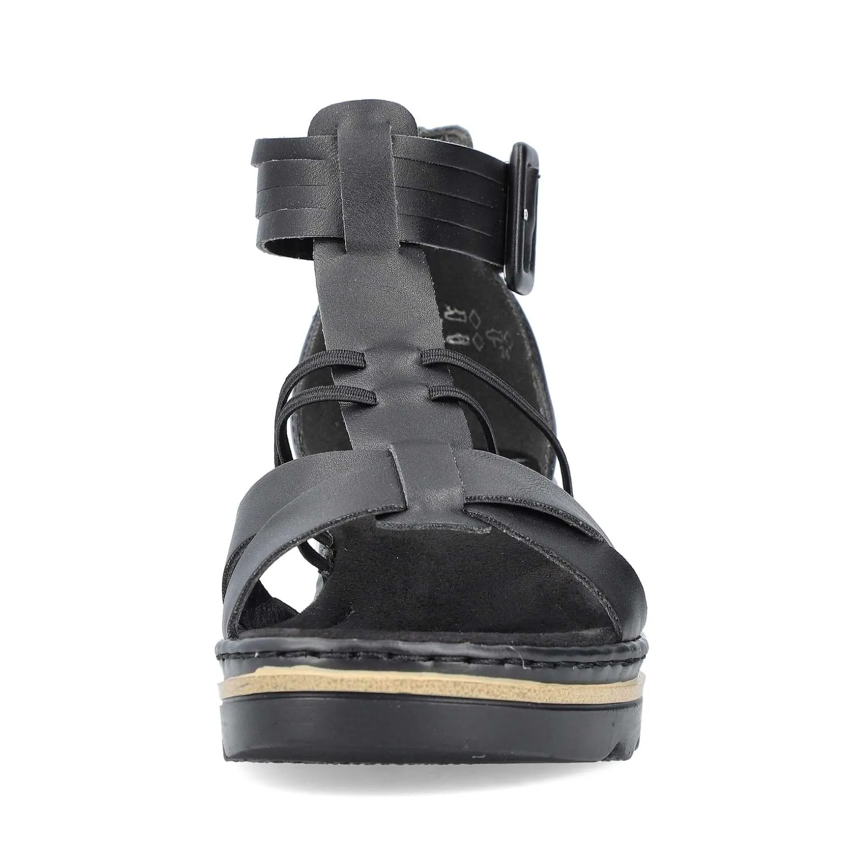 Rieker Heeled Shoes-Women'S Wedge Sandals Asphalt Black