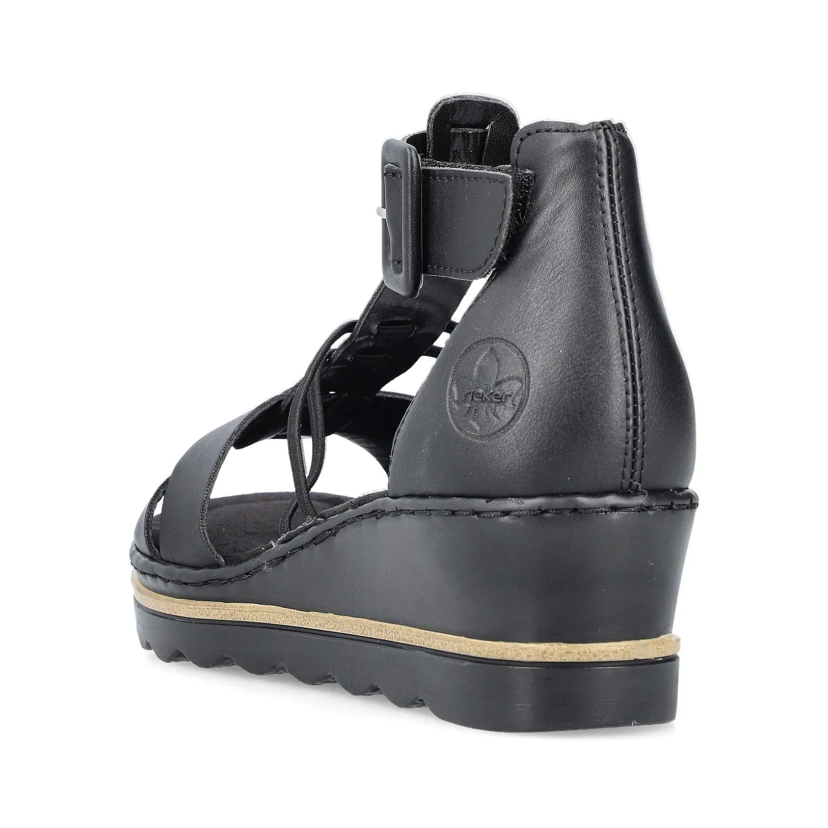 Rieker Heeled Shoes-Women'S Wedge Sandals Asphalt Black