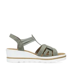 Rieker Heeled Shoes-Women'S Wedge Sandals Khaki Green