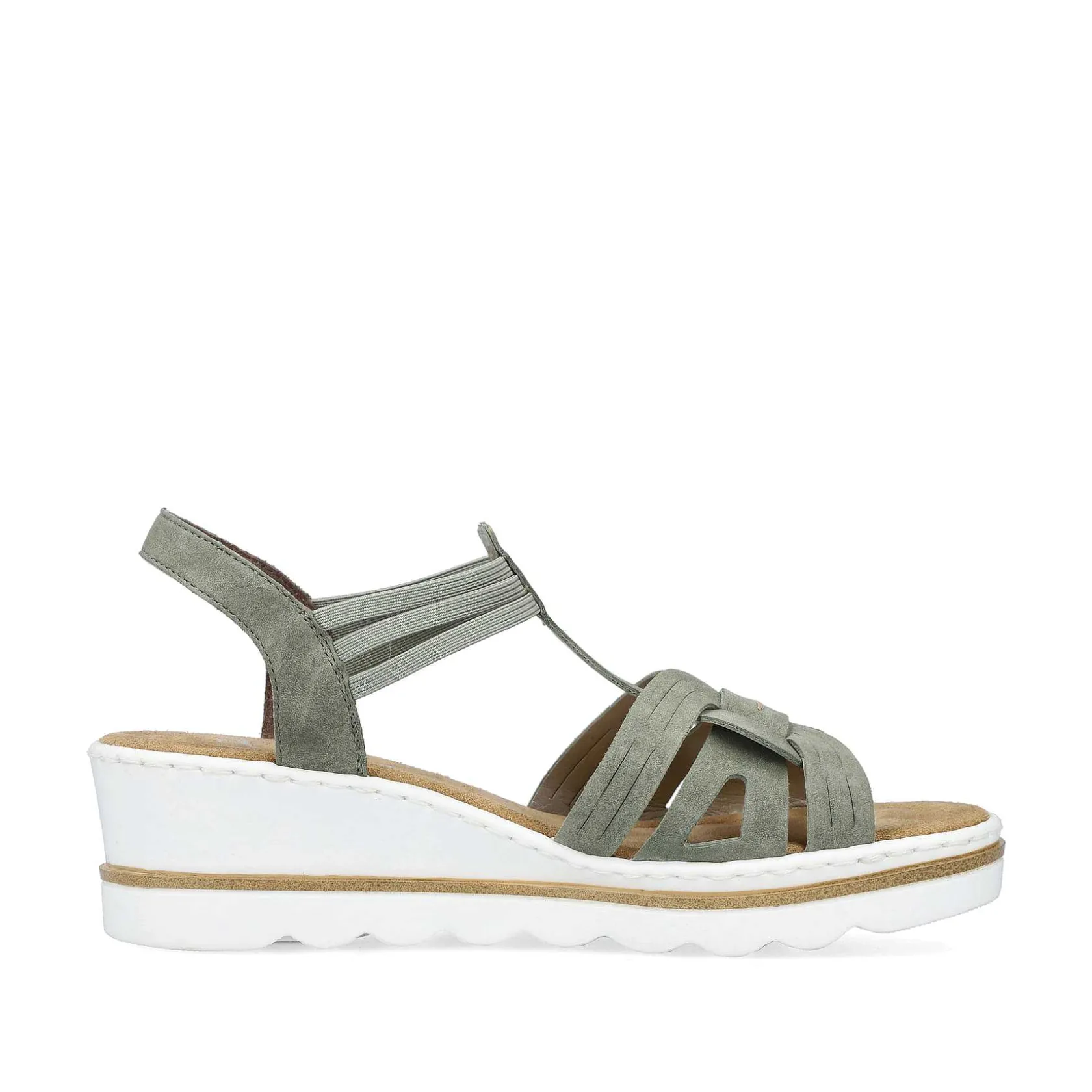 Rieker Heeled Shoes-Women'S Wedge Sandals Khaki Green