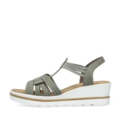 Rieker Heeled Shoes-Women'S Wedge Sandals Khaki Green