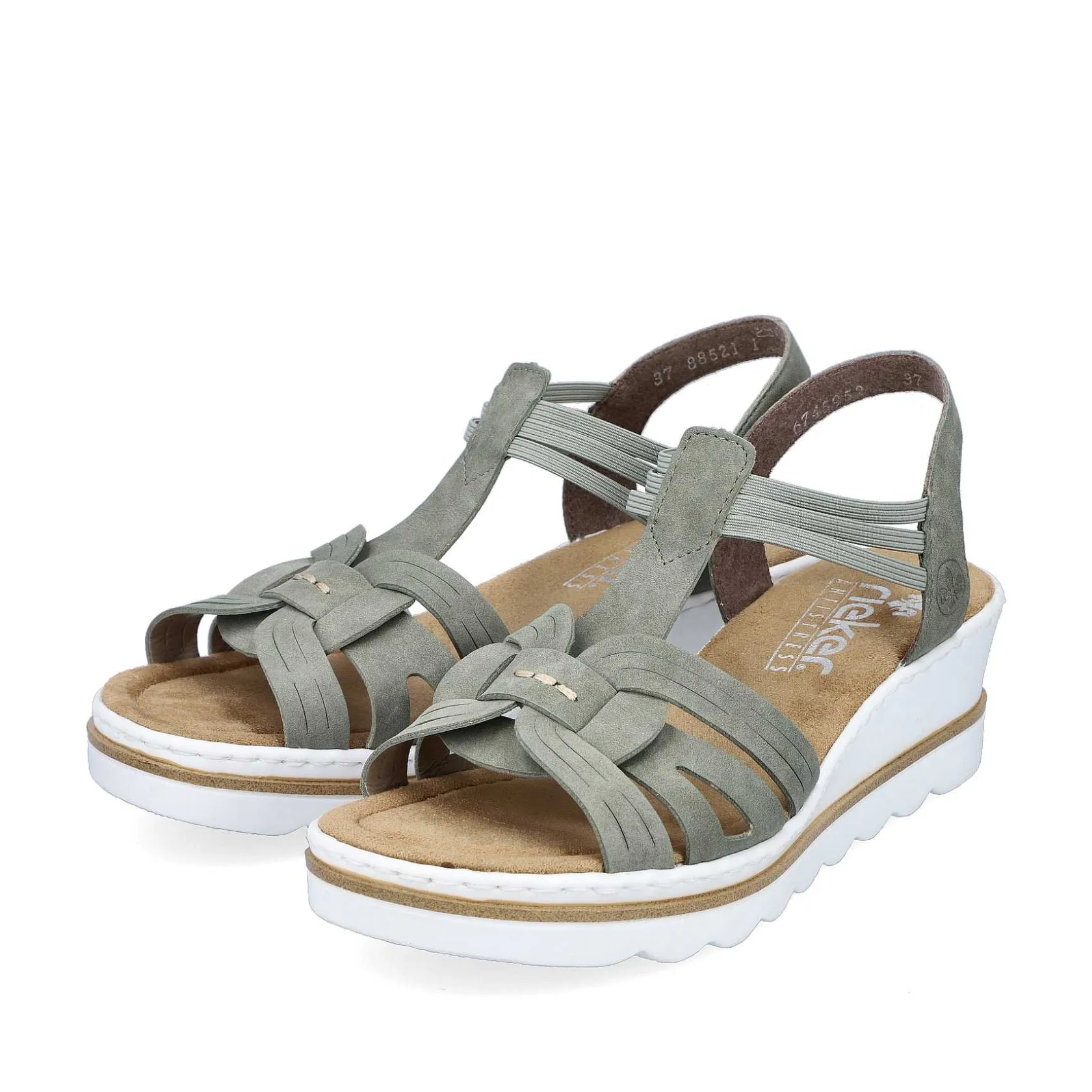 Rieker Heeled Shoes-Women'S Wedge Sandals Khaki Green