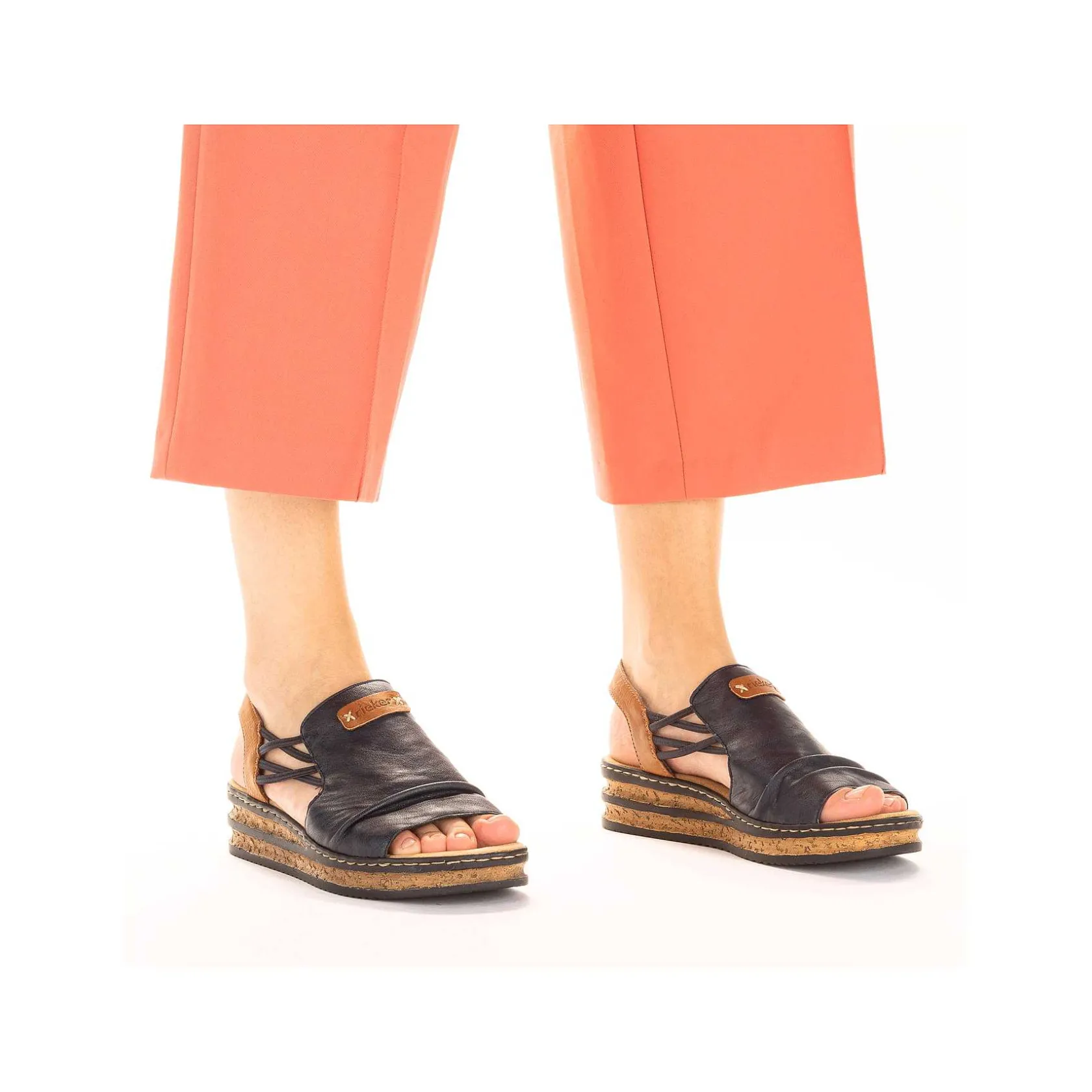 Rieker Heeled Shoes-Women'S Wedge Sandals Pacific Blue