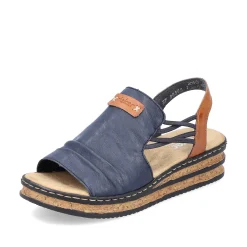 Rieker Heeled Shoes-Women'S Wedge Sandals Pacific Blue