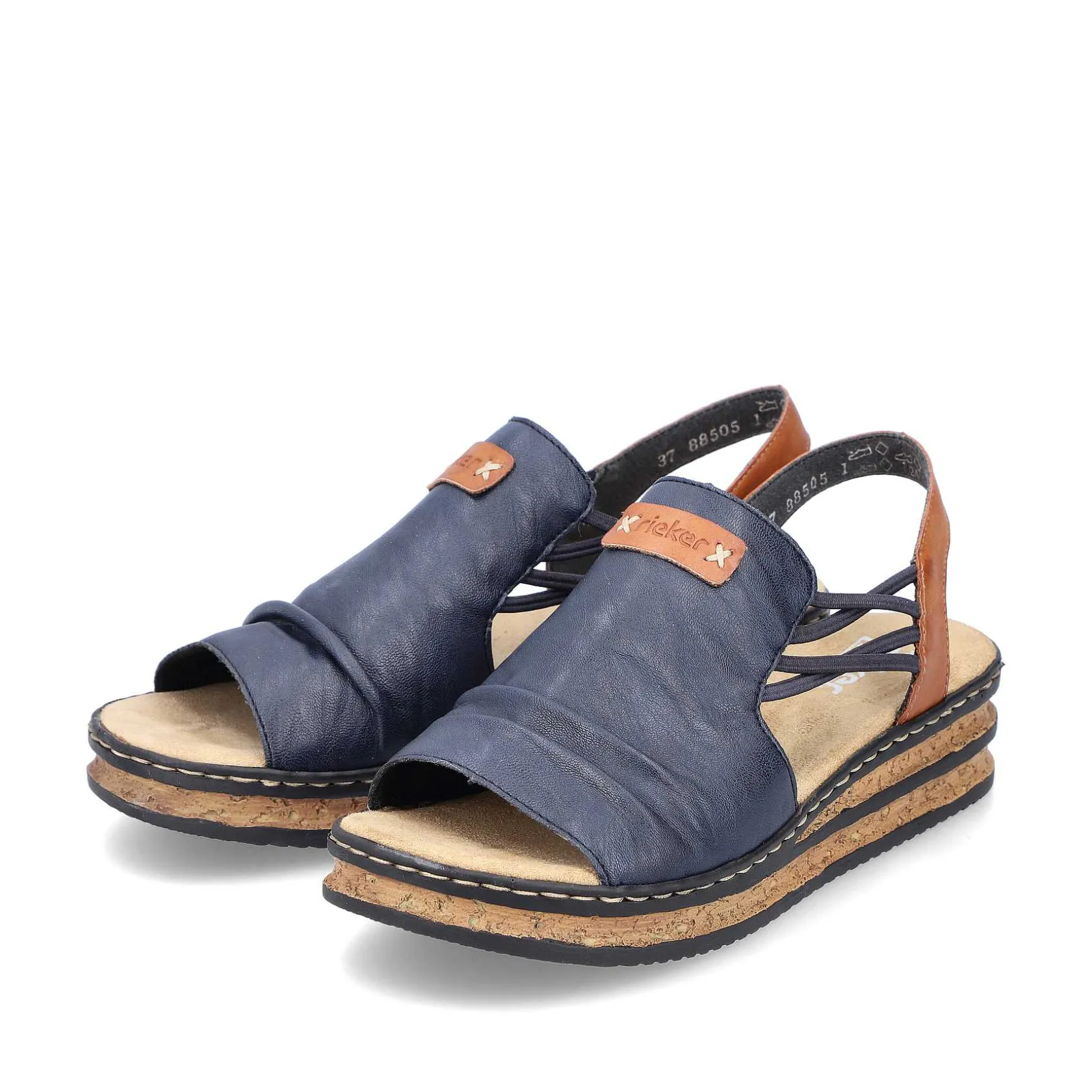 Rieker Heeled Shoes-Women'S Wedge Sandals Pacific Blue
