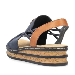 Rieker Heeled Shoes-Women'S Wedge Sandals Pacific Blue