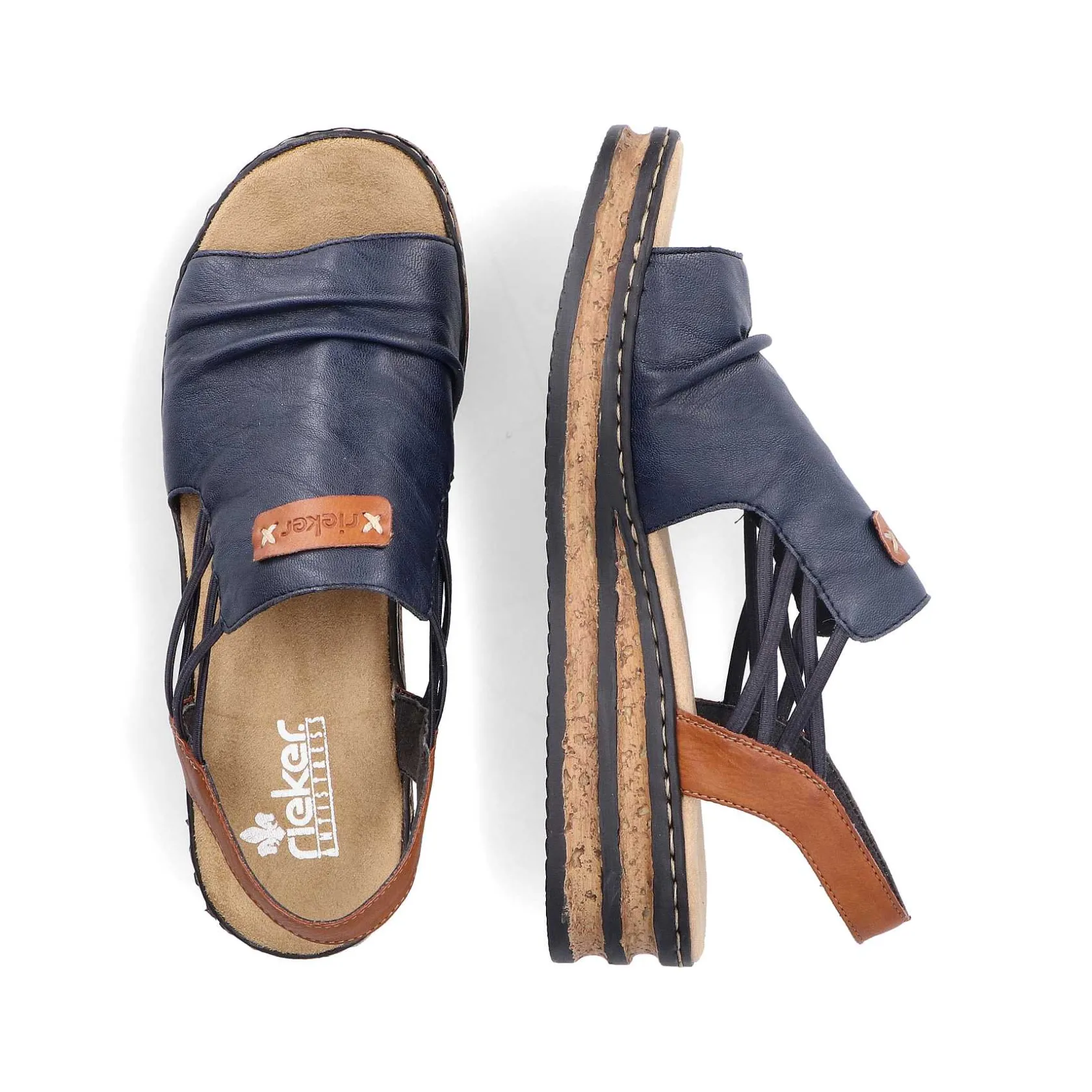 Rieker Heeled Shoes-Women'S Wedge Sandals Pacific Blue
