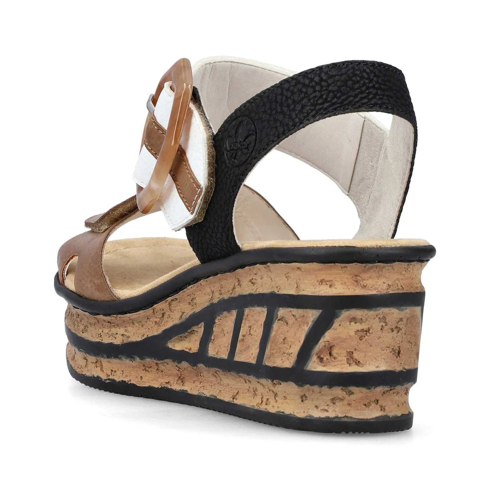 Rieker Summer Shoes-Women'S Wedge Sandals Brown Beige-Pure White
