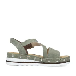 Rieker Heeled Shoes-Women'S Wedge Sandals Green Gray