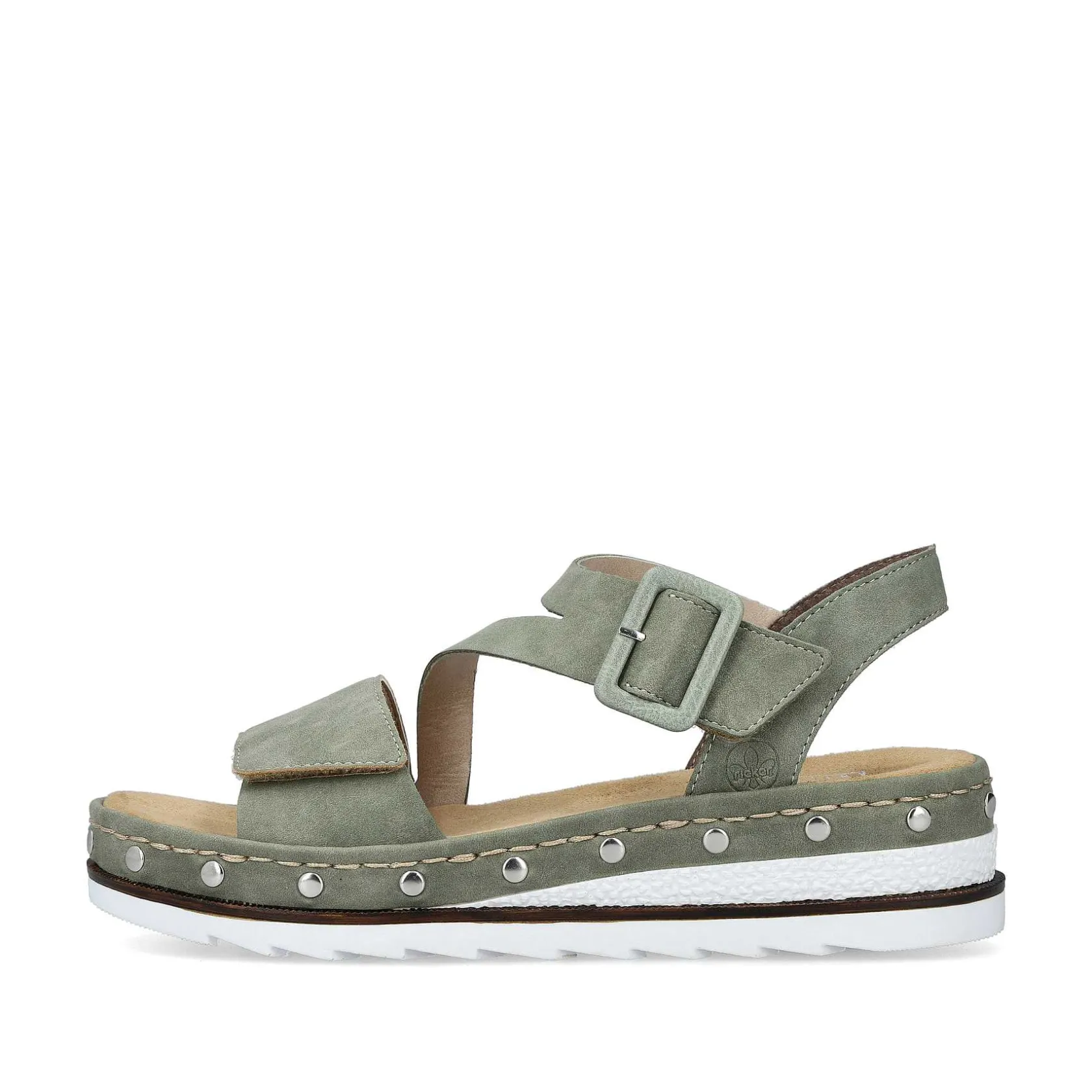 Rieker Heeled Shoes-Women'S Wedge Sandals Green Gray