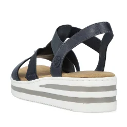 Rieker Heeled Shoes-Women'S Wedge Sandals Navy Blue