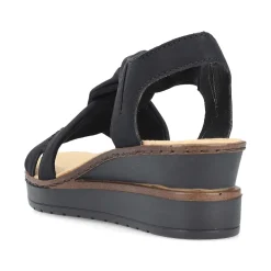 Rieker Heeled Shoes-Women'S Wedge Sandals Jet Black