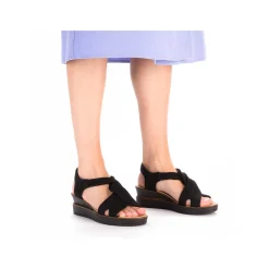 Rieker Heeled Shoes-Women'S Wedge Sandals Jet Black
