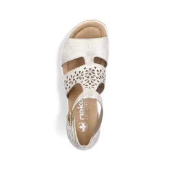 Rieker Heeled Shoes-Women'S Wedge Sandals Silver-Platinum-Metallic