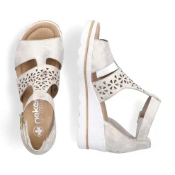 Rieker Heeled Shoes-Women'S Wedge Sandals Silver-Platinum-Metallic