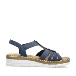 Rieker Heeled Shoes-Women'S Wedge Sandals Pacific Blue