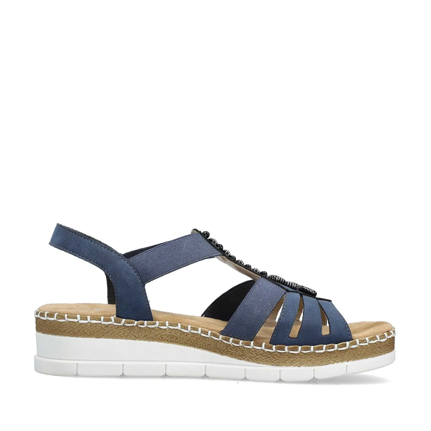 Rieker Heeled Shoes-Women'S Wedge Sandals Pacific Blue