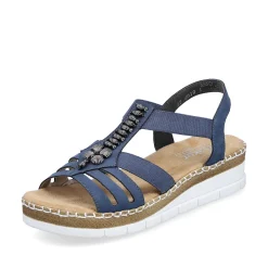 Rieker Heeled Shoes-Women'S Wedge Sandals Pacific Blue