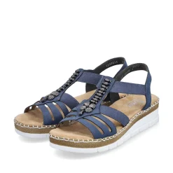 Rieker Heeled Shoes-Women'S Wedge Sandals Pacific Blue