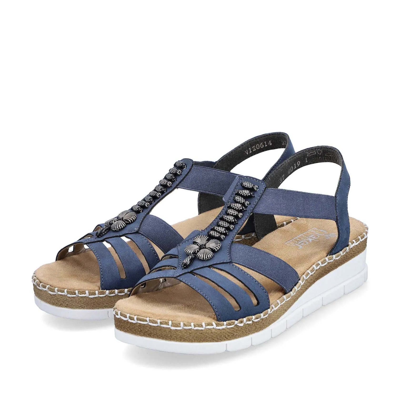 Rieker Heeled Shoes-Women'S Wedge Sandals Pacific Blue