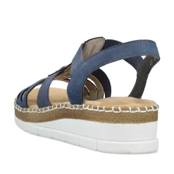 Rieker Heeled Shoes-Women'S Wedge Sandals Pacific Blue