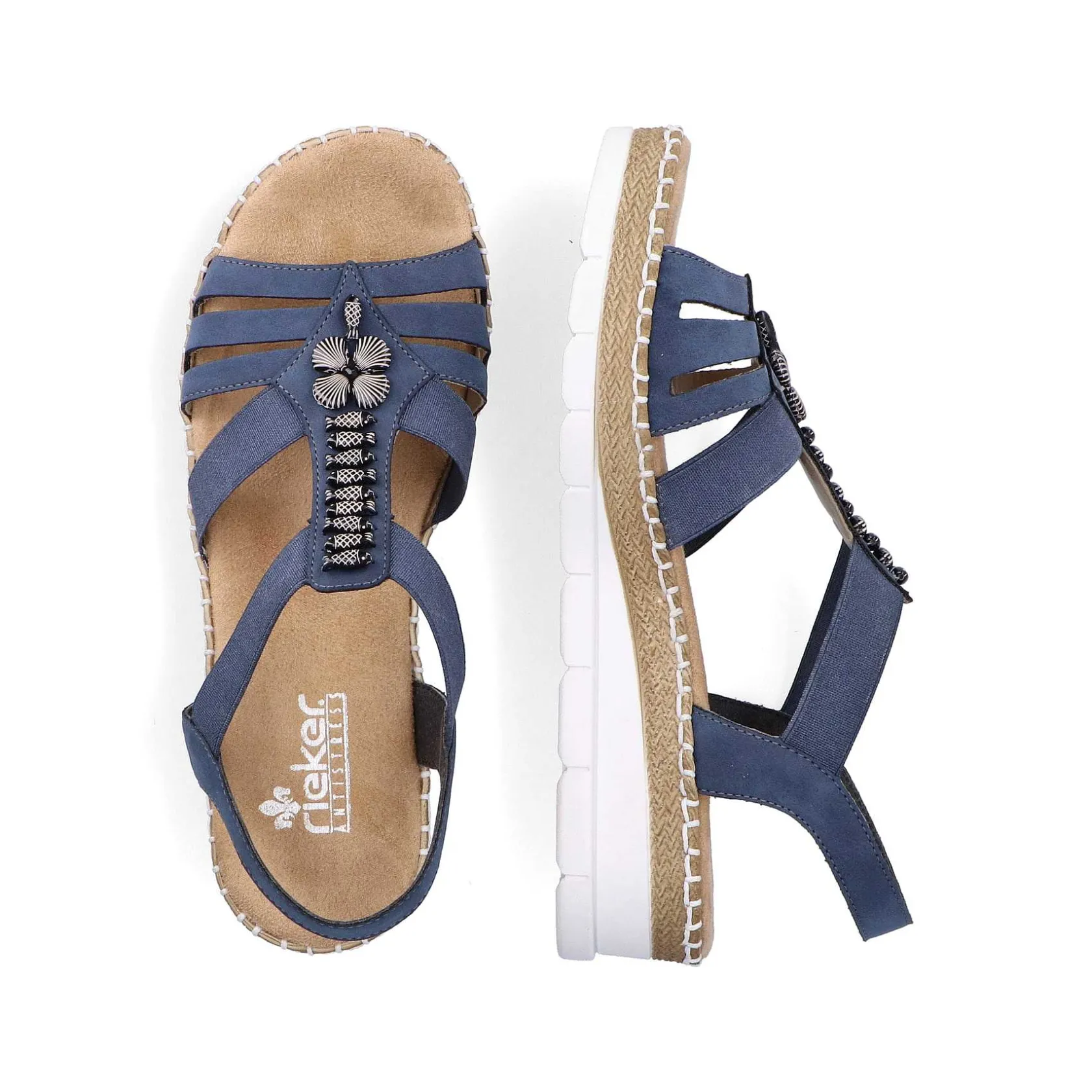 Rieker Heeled Shoes-Women'S Wedge Sandals Pacific Blue