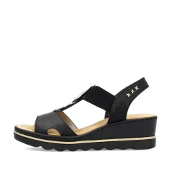 Rieker Heeled Shoes-Women'S Wedge Sandals Jet Black