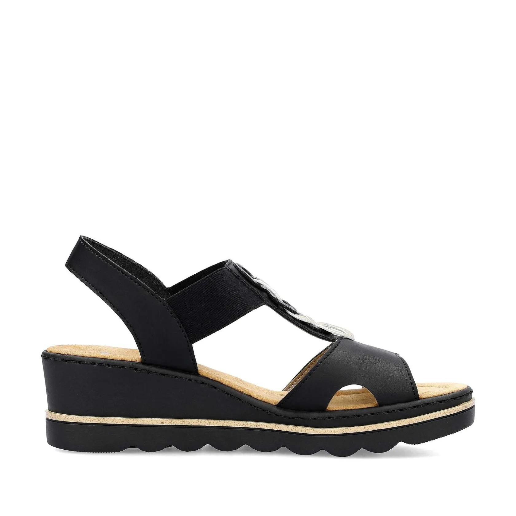 Rieker Heeled Shoes-Women'S Wedge Sandals Jet Black
